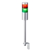 PATLITE LR6-202LJNU-RG 60MM, 2-TIER SIGNAL TOWER, 24V DC, POLE MOUNT WITH L BRACKET AND CABLE, SILVER