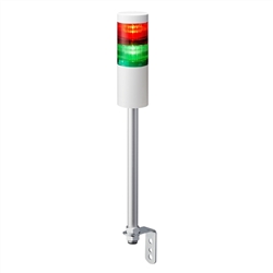 PATLITE LR6-202LJNW-RG 60MM 2-TIER SIGNAL TOWER, 24V DC, POLE MOUNT WITH L BRACKET AND CABLE, NO FLASHING/BUZZER, OFF-WHITE