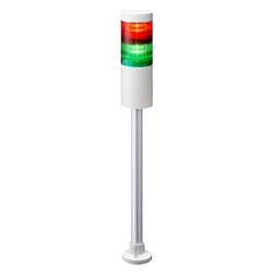 PATLITE LR6-202PJNW-RG 60MM 2-TIER SIGNAL TOWER, 24V DC, POLE MOUNT WITH CIRCULAR BRACKET AND CABLE, NO FLASHING/BUZZER, OFF-WHITE