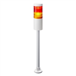 PATLITE LR6-202PJNW-RY 60MM 2-TIER SIGNAL TOWER, 24V DC, POLE MOUNT WITH CABLE, NO FLASHING/BUZZER, OFF-WHITE