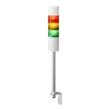 PATLITE LR6-302LJBW-RYG 60MM 3-TIER SIGNAL TOWER, 24V DC, POLE MOUNT WITH L BRACKET AND CABLE, FLASHING/BUZZER, OFF-WHITE