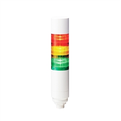 PATLITE LR6-302WCBW-RYG 60MM 3-TIER SIGNAL TOWER WITH 24V DC 8-PIN M12 CONNECTOR, MULTI-MOUNT: 30MM PANEL OR 1/2" NPT, RYG AND BUZZER MODULES, OFF-WHITE BODY