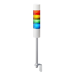 PATLITE LR6-402LJBW-RYGB 60MM 4-TIER SIGNAL TOWER, 24V DC, POLE MOUNT WITH L BRACKET AND CABLE, FLASHING/BUZZER, OFF-WHITE