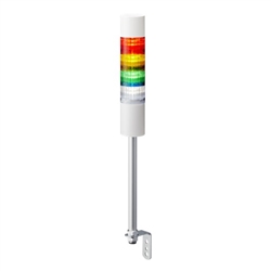 PATLITE LR6-402LJBW-RYGC 60MM, 4-TIER SIGNAL TOWER, 24V DC, POLE MOUNT WITH L BRACKET AND CABLE, FLASHING/BUZZER, OFF-WHITE