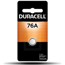 DURACELL MN76-1 1.5V ALKALINE WATCH BATTERY (LR44, A76, 76A, PX76A, 675AB EQUIVALENT)