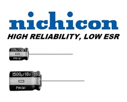NICHICON N1500UF25VR RADIAL ELECTROLYTIC CAPACITOR 1500UF 25V 105C (12.5MM X 25MM) LOW ESR 2000-8000H MFR# UPW1E152MHD6