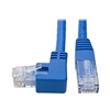 TRIPPLITE N204-001-BL-LA BLUE 1FT LEFT-ANGLE CAT6 GIGABIT MOLDED UTP ETHERNET CABLE (RJ45 LEFT-ANGLE M TO RJ45 M)