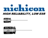 NICHICON N47UF50VR RADIAL ELECTROLYTIC CAPACITOR 47UF 50V   105C (6.3MM X 11MM) LOW ESR 2000-8000 HOURS MFR# UPS1H470MED