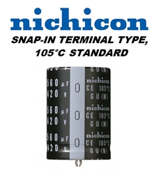 NICHICON N8200UF25VR RADIAL SNAP-IN ELECTROLYTIC CAPACITOR  8200UF 25V (22MM X 37MM) 3000H AT 105C MFR# LGU1E822MELZ
