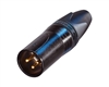 NEUTRIK NC3MXX-B 3 PIN MALE XLR CABLE CONNECTOR WITH BLACK  METAL HOUSING AND GOLD CONTACTS, SLEEK DESIGN