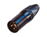 NEUTRIK NC3MXX-B 3 PIN MALE XLR CABLE CONNECTOR WITH BLACK  METAL HOUSING AND GOLD CONTACTS, SLEEK DESIGN