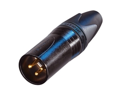 NEUTRIK NC3MXX-B 3 PIN MALE XLR CABLE CONNECTOR WITH BLACK  METAL HOUSING AND GOLD CONTACTS, SLEEK DESIGN