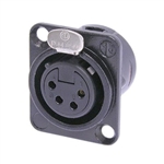 NEUTRIK NC4FD-L-B-1 4 PIN FEMALE XLR PANEL MOUNT RECEPTACLE, SOLDER CONTACTS, BLACK METAL D-SIZE HOUSING, GOLD CONTACTS