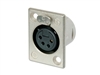 NEUTRIK NC4FP-1 4 PIN FEMALE XLR PANEL MOUNT RECEPTACLE,    SOLDER CONTACTS, NICKEL HOUSING, SILVER CONTACTS