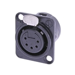NEUTRIK NC5FDL-B-1 5-PIN FEMALE CHASSIS MOUNT CONNECTOR,    BLACK WITH GOLD CONTACTS *CLEARANCE*