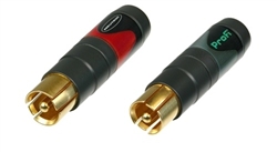 NEUTRIK NF2C-B/2 PAIR OF PROFESSIONAL GRADE RCA PHONO PLUGS, MARKED RED AND BLACK