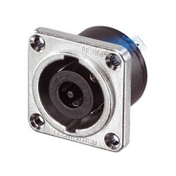 NEUTRIK NL8MPR 8 POLE SPEAKON CHASSIS CONNECTOR, NICKEL METAL SQUARE G-SIZE FLANGE, COUNTERSUNK THRU HOLES, 3/16" TABS