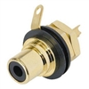 REAN NEUTRIK NYS367-0 RCA CHASSIS MOUNT PHONO JACK, GOLD    PLATED CONTACTS, BLACK ISOLATION WASHER