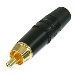 REAN NEUTRIK NYS373-0 PREMIUM RCA PHONO PLUG WITH GOLD      PLATED CONTACTS, BLACK METAL HOUSING & BLACK STRIPE