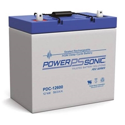 POWERSONIC PDC-12600U 12V 60AH AGM DEEP CYCLE BATTERY WITH  UNIVERSAL TERMINALS NB-T9