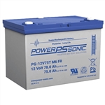 POWERSONIC PG-12V75T M6 FR 12V 75AH LONG LIFE (VRLA)        SLA BATTERY T6 TERMINALS