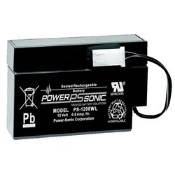 POWERSONIC PS-1208WL 12V 0.8AH SLA BATTERY WITH LEADS