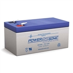 POWERSONIC PS-1230F1 12V 3.4AH SLA BATTERY WITH .187" QC    TERMINALS