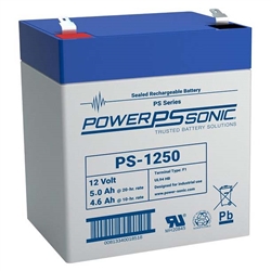 POWERSONIC PS-1250F1 12V 5AH SLA BATTERY WITH .187" FASTON  TERMINALS