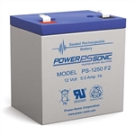 POWERSONIC PS-1250F2 12V 5AH SLA BATTERY WITH .250" QC      TERMINALS