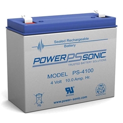 POWERSONIC PS-4100F1 4V 10AH SLA BATTERY WITH .187" QC TABS *SPECIAL ORDER*