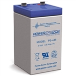 POWERSONIC PS-445F2 4V 4.5AH SLA BATTERY WITH .250" QC TABS *SPECIAL ORDER*