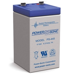 POWERSONIC PS-445F2 4V 4.5AH SLA BATTERY WITH .250" QC TABS *SPECIAL ORDER*