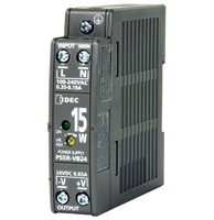 IDEC PS5R-VB24 SWITCHING POWER SUPPLY 24VDC 15W 0.6A OUTPUT, 85-264VAC / 100-370VDC INPUT, DIN RAIL MOUNT