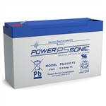 POWERSONIC PS-6100F2 6V 12AH SLA BATTERY WITH .250" QC TABS