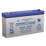 POWERSONIC PS-612F1 6V 1.2AH SLA BATTERY WITH .187" QC TABS