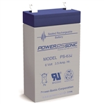 POWERSONIC PS-632F1 6V 3.5AH SLA BATTERY WITH .187" QC TABS