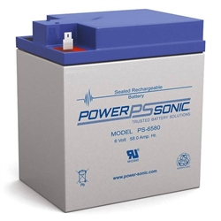 POWERSONIC PS-6580F2 6V 58AH SLA BATTERY WITH .250" QC TABS