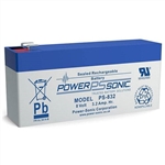 POWERSONIC PS-832F1 8V 3.2AH SLA BATTERY WITH .187" QC TABS