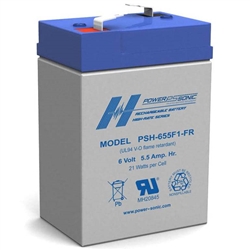 POWERSONIC PSH-655F1-FR 6V 5.5AH HIGH RATE DISCHARGE        SLA BATTERY, UPS APPLICATIONS *SPECIAL ORDER*