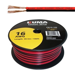 CIRCUIT TEST PW16-100 16AWG TWO CONDUCTOR BONDED PARALLEL   WIRE, LOW VOLTAGE DC POWER CABLE, 100FT ROLL