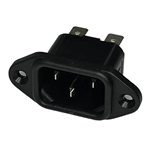 BULGIN PX0580/63 MALE FLANGE MOUNT IEC 320-1 POWER INLET    15A @ 250VAC, PANEL MOUNT, 1/4" QC TERMINALS, UL/CSA