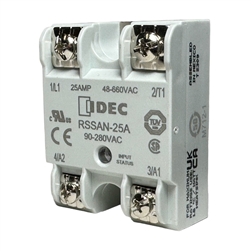 IDEC RSSAN-25A SOLID STATE RELAY 90-280VAC IN, 48-660VAC    OUT, RATED CURRENT 25A, MINIMUM LOAD 100MA