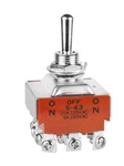 NKK S43T INDUSTRIAL GRADE TOGGLE SWITCH, 4PDT ON-OFF-ON,    20A @ 125VAC / 9A @ 250VAC, SCREW TERMINALS