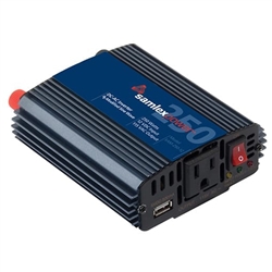 SAMLEX SAM-250-12 MODIFIED SINE WAVE INVERTER 250W 12VDC    12VDC/25A FULL LOAD  12VDC/8A CIGARETTE PLUG 100W MAXIMUM