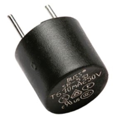 BUSS SR-5-1A-BK FUSE 1 AMP 250VAC SLOW BLOW RADIAL,         PCB/THRU-HOLE STYLE (5.08MM) TIME DELAY: 1A 1AMP