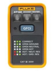 FLUKE ST120 GFCI SOCKET TESTER, EASY-TO-SEE LEDS, VERIFY    CORRECT WIRING FOR STANDARD / GFCI
