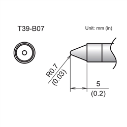 HAKKO T39-B07 CONICAL TIP R0.7 X 5MM FOR THE FX-971         SOLDERING STATION *SPECIAL ORDER*