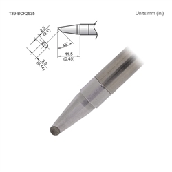 HAKKO T39-BCF2535 BEVEL TIP 2.5MM/45 DEGREES X 11.5MM,      TINNED FACE ONLY, FOR THE FX-971 STATION *SPECIAL ORDER*