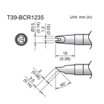 HAKKO T39-BCR1235 SLOT TIP 1.2MM/45 DEGREES X 3.5 X 10MM,   FOR THE FX-971 SOLDERING STATION
