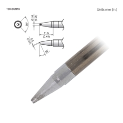 HAKKO T39-BCR16 BEVEL V-GROOVE TIP 1.6MM\25 DEGREES X       11.5MM, FOR THE FX-971 SOLDERING STATION *SPECIAL ORDER*